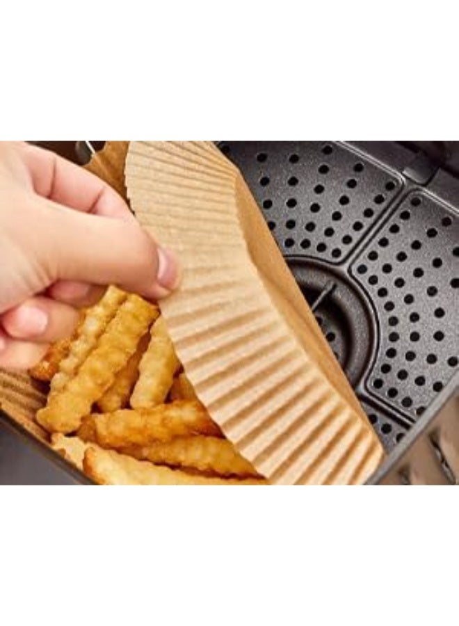 بطانات ورقية مربعة كبيرة للمقلاة الهوائية 7.9 in سريعة التنظيف مقاومة للزيت والماء ورقية غير لاصقة للخبز والشواء مناسبة للمقالي الهوائية 5‑8 كوارت - Image 2